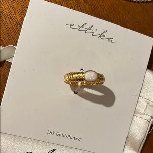 NWT Ettika 18k Gold-Plated Opal Ring